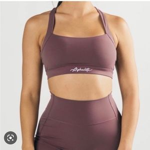 alphalete pulse balance bra- passive purple
